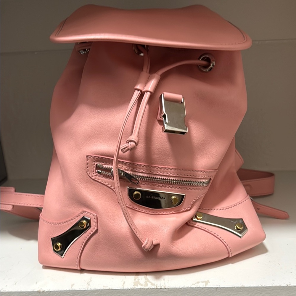 Balenciaga Pink Backpack with Metallic Accents